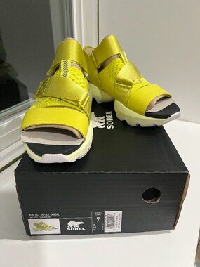 Sorel Lime Green White Sole Kinetic Impact Sneaker Sandal 38